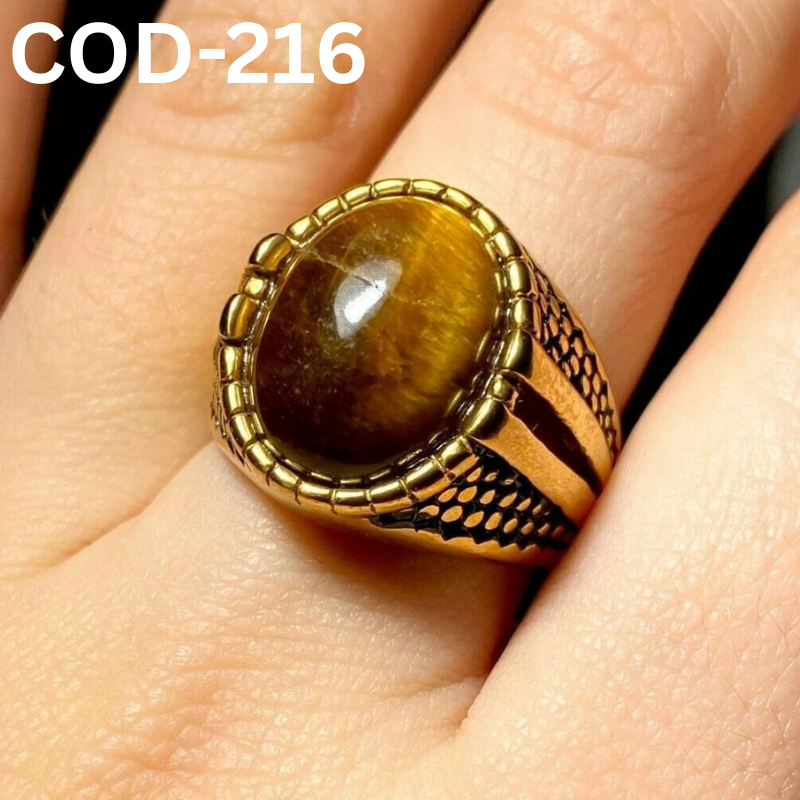 Turkish Origin Handmade Tiger Stone Finger Ring For Men (216)